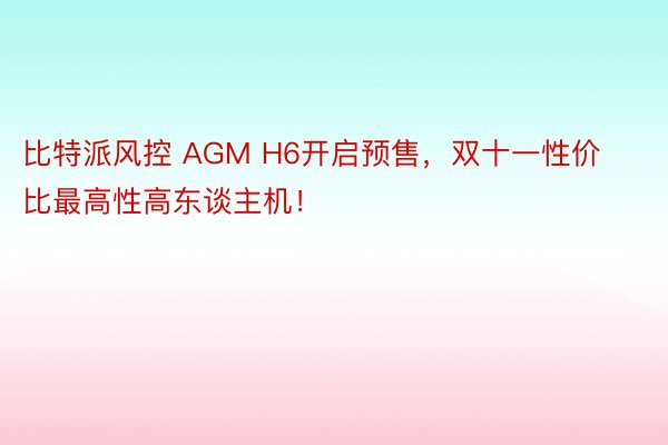 比特派风控 AGM H6开启预售，双十一性价比最高性高东谈主机！